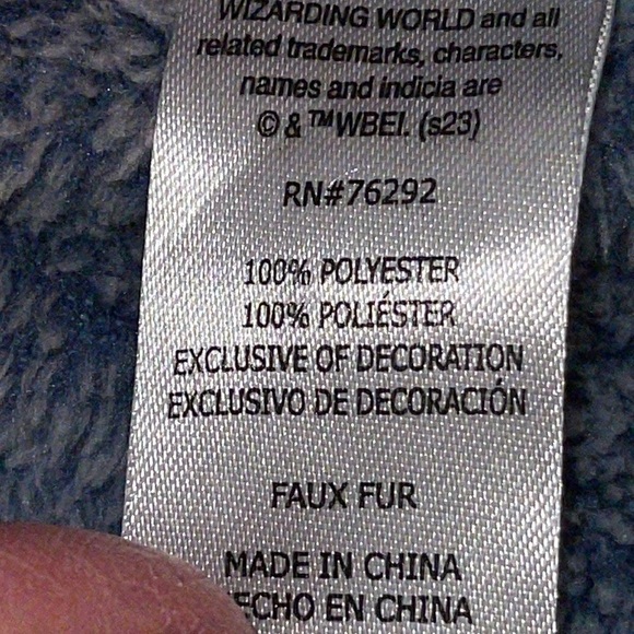 Wizarding World Of Harry Potter Plush Blue One Piece Hooded Pajamas - Picture 9 of 9